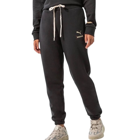Puma Speckled Drawstring Logo Pocket Jogger Sweatpants Phantom Black Size Large - Picture 1 of 16